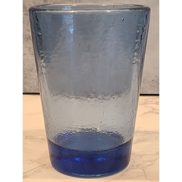 Fire and Light Cobalt BLUE Recycled Glass Tumbler 12oz. Art Glass EUC *Flaw Read - Picture 12 of 16